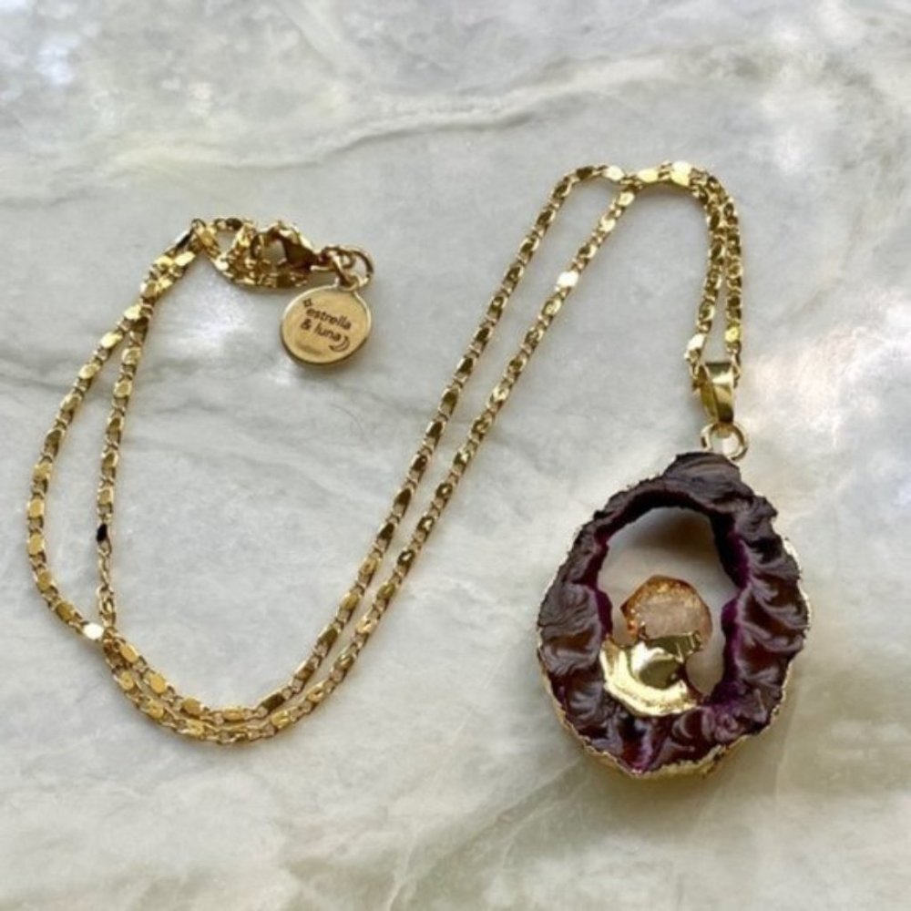 geode slice pendants necklace